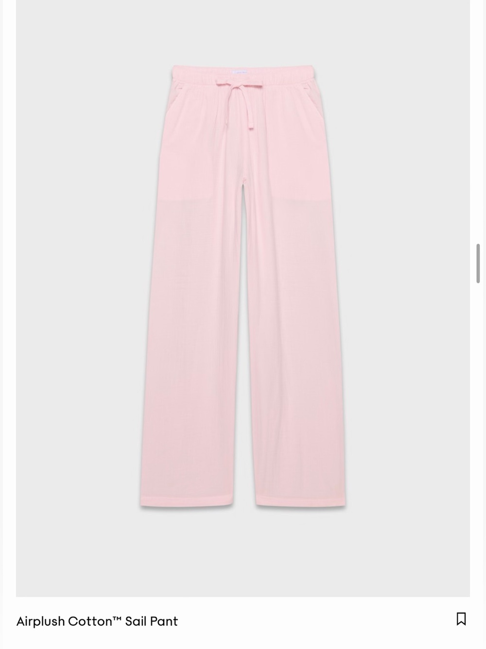 Aritzia Wide-Leg Sail Pant in Light Pink